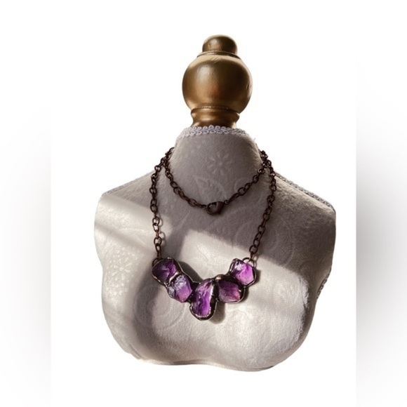 Natural Raw Amethyst Necklace - Picture 4 of 11